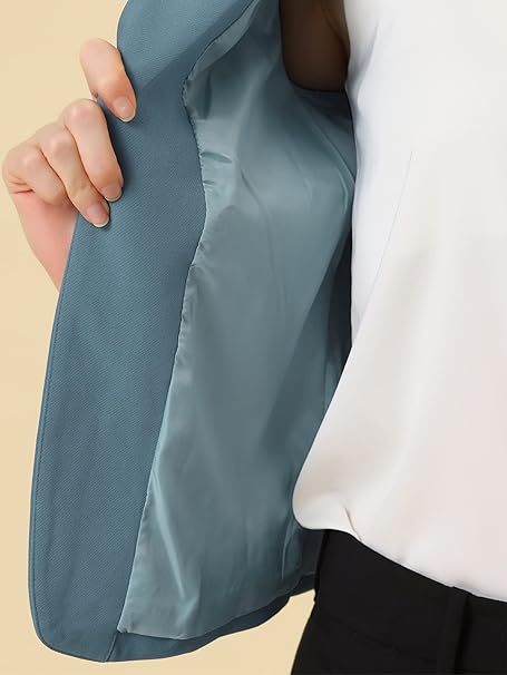 Women's Open Front Office Work Business Crop Suit Blazer Jacket