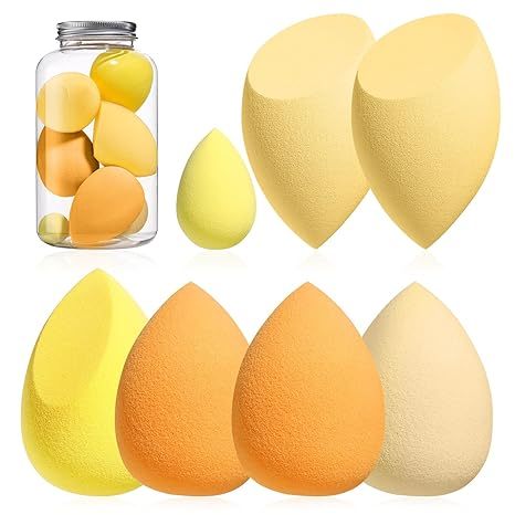 Makeup Sponge Set BS-MALL Blender Sponges 7 Pcs for Liquid, Cream, and Powder, Multi-colored with 1 Mini Makeup Sponge Pink (F-PinkGrey)