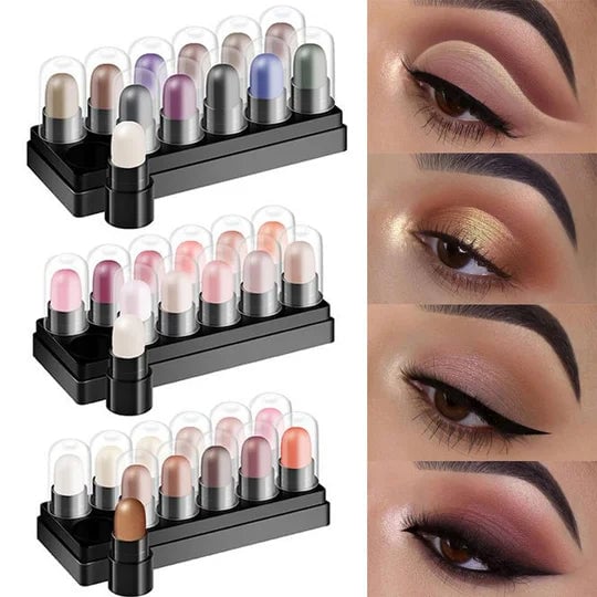 🎁2024 New Year Hot Sale🎁Eye pencil set 12 couleurs imperméable long lasting water Glitter Shimmer Eye Shadow Pen