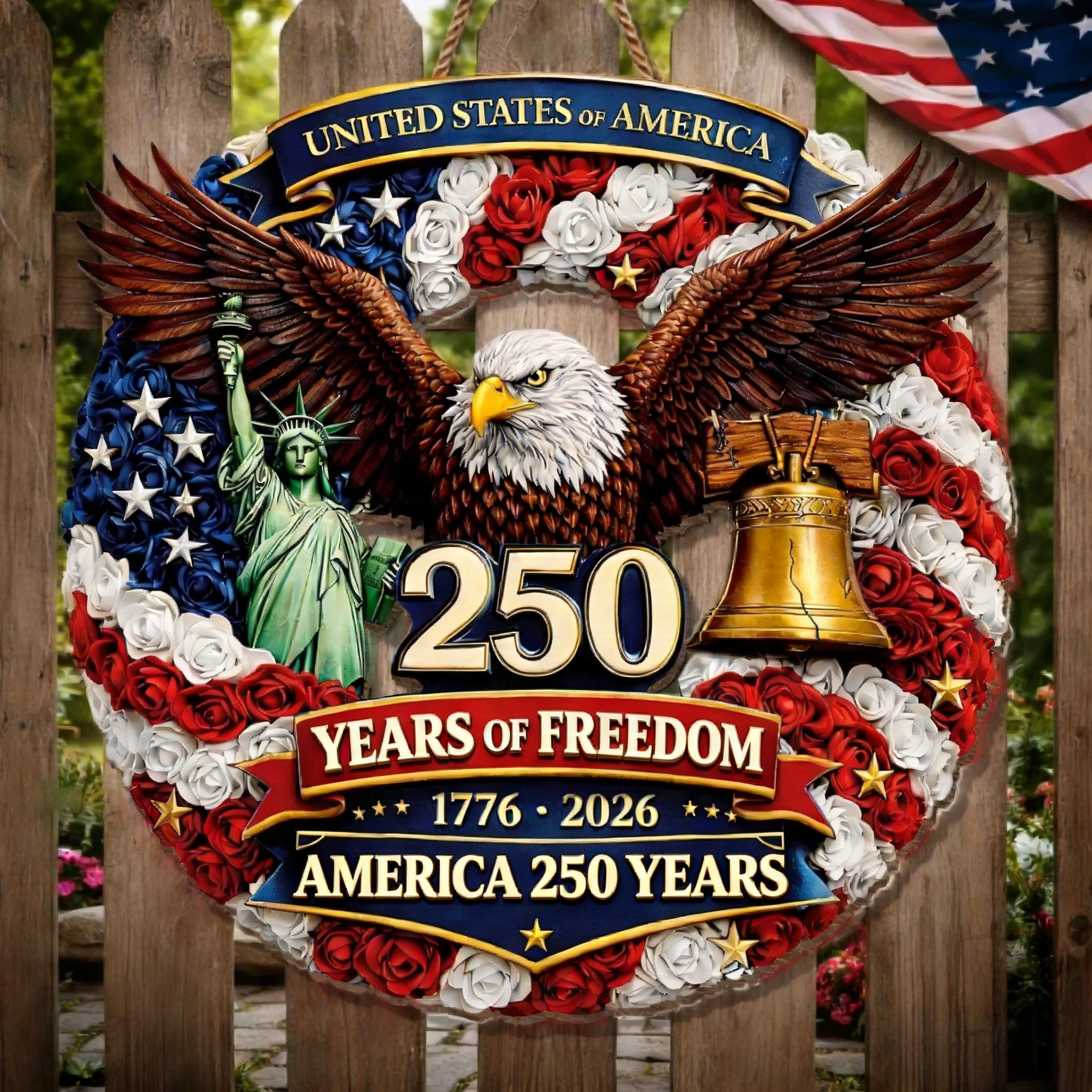🔥USA 250th Anniversary Patriotic Wreath Door Sign🦅