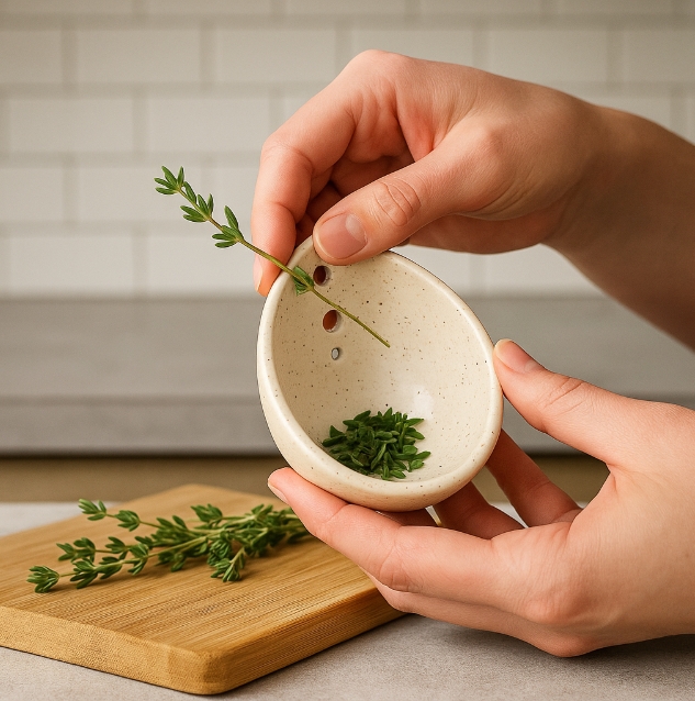 Handmade Pottery Herb Stripper