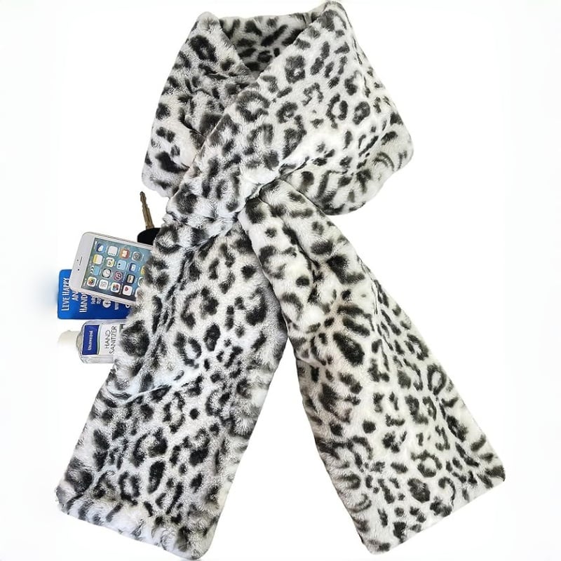 🎅Christmas Sale 50% OFF🔥Faux Fur Pull-Through Scarf with Zipper Pocket
