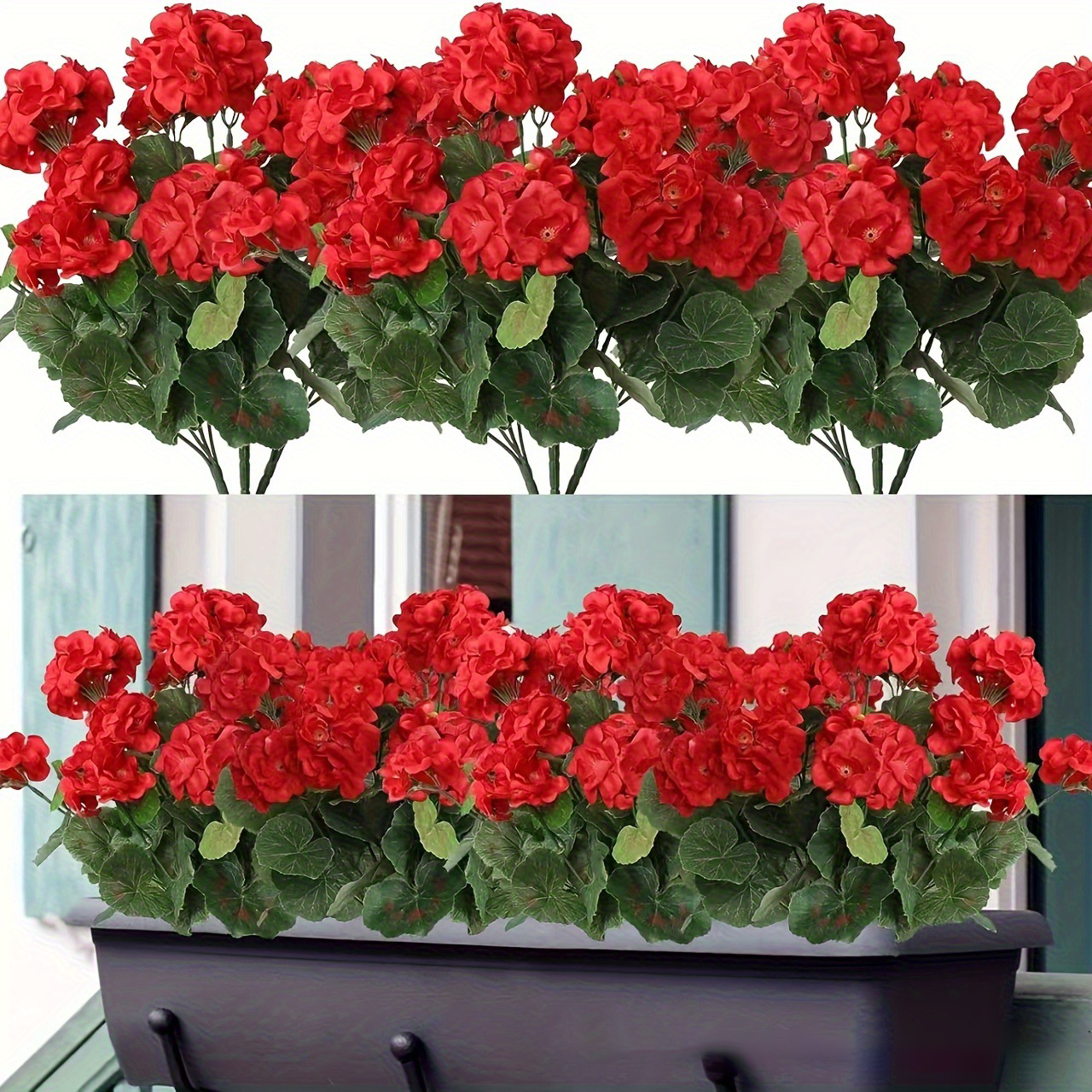 UV Resistant Lifelike  Artificial Geraniums Silk Flowers