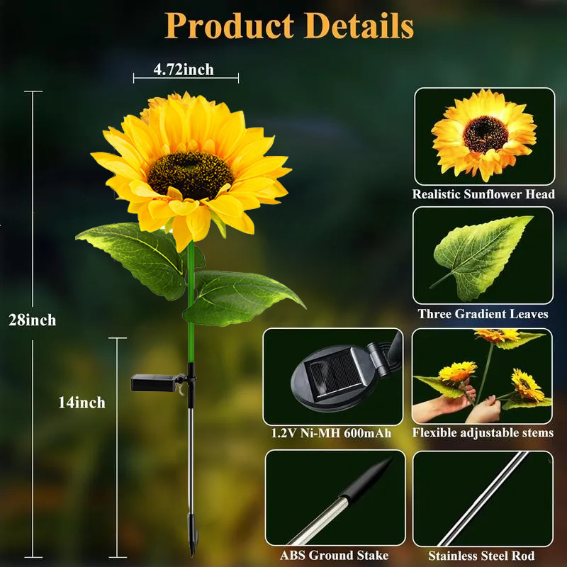 🌻$9.99 Today Only 🌞Solar LED Sunflower Garden Lights-29.6inch/74cm