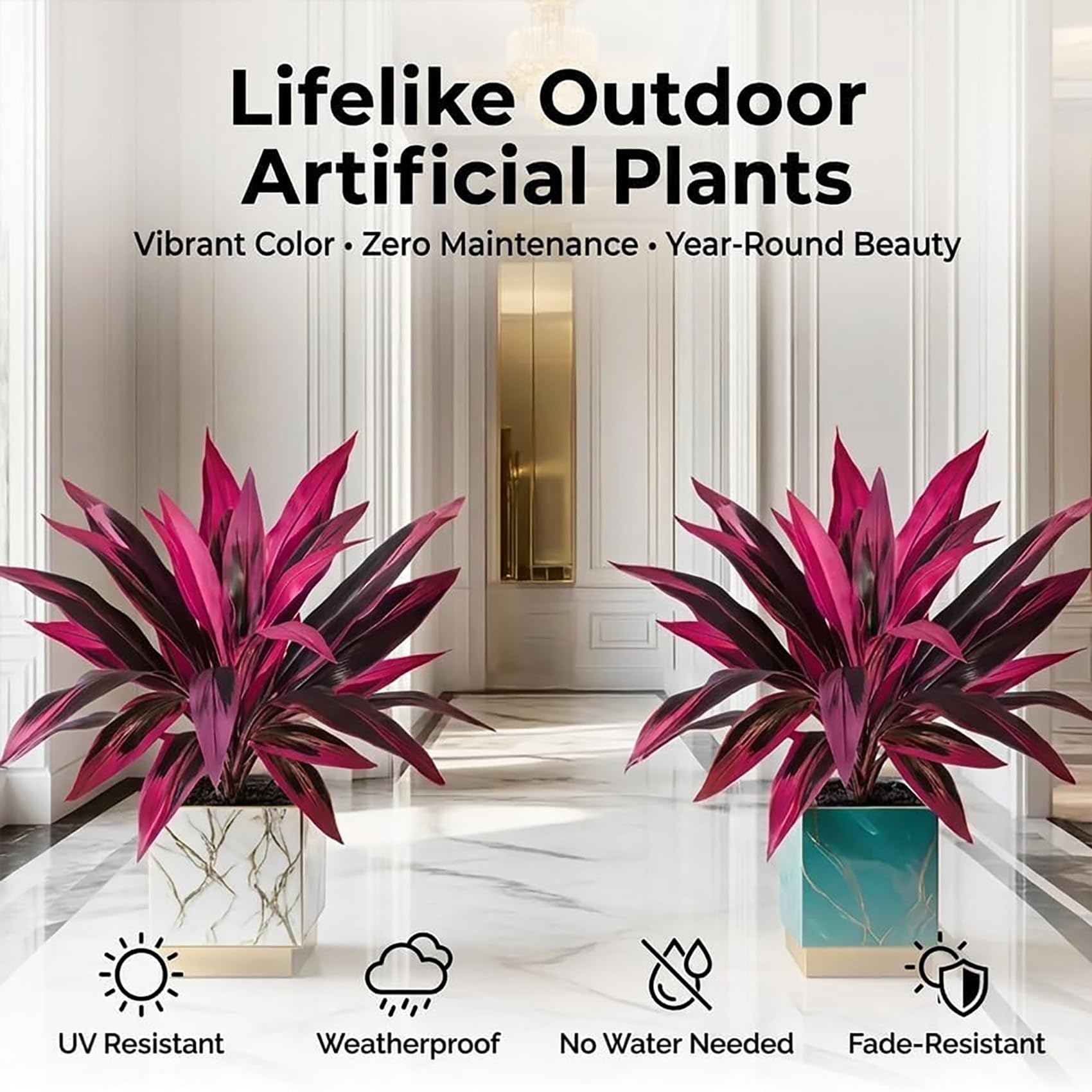 🔥BUY 1 GET 1 FREE (2 PCS)🔥Large Artificial Boston Fern & Dragon’s Blood Tree Plants 🌼