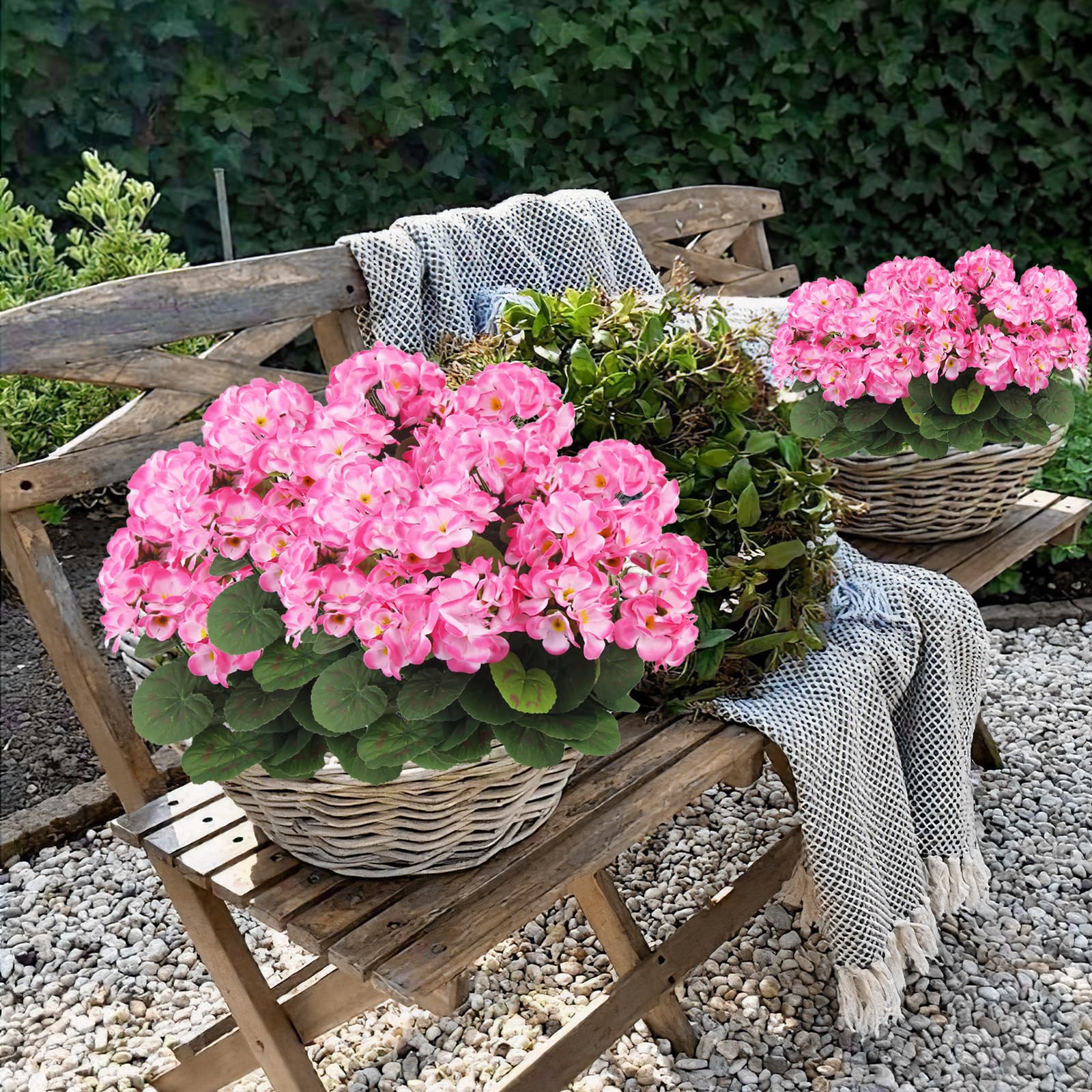 UV Resistant Lifelike  Artificial Geraniums Flowers