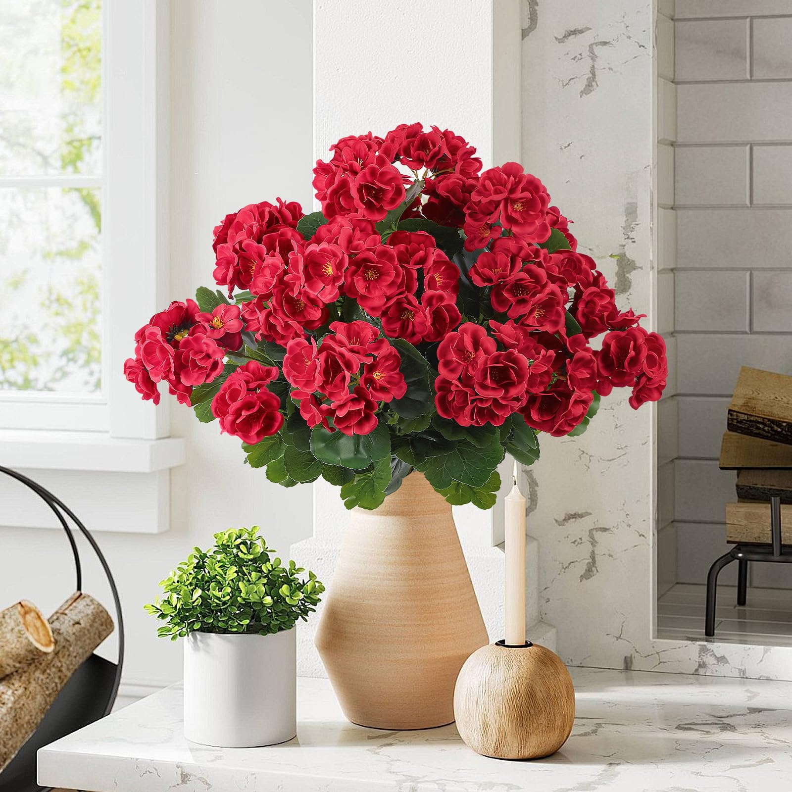 UV Resistant Lifelike  Artificial Geraniums Flowers