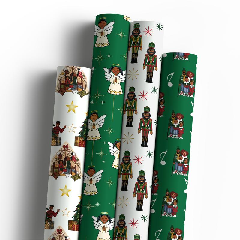 🔥$9.97 On Sale Today Only🤶🏾Home for the Holidays Black Santa Wrapping paper