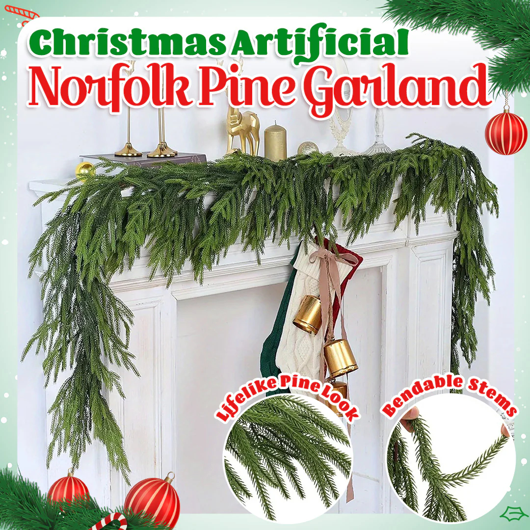 🎅🏻Christmas Sale 50% OFF🔥Real Touch Deluxe Norfolk Pine Garland🌿