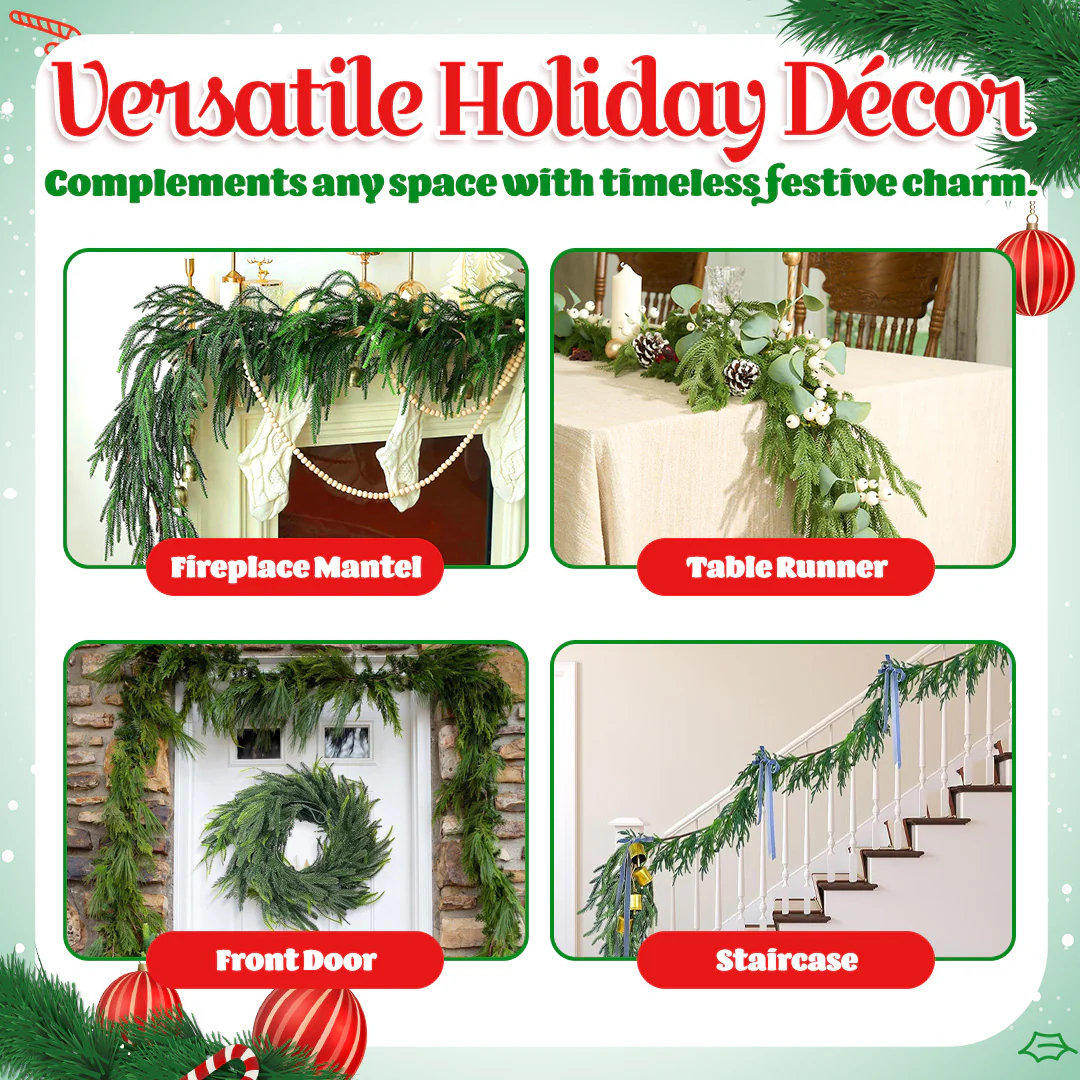 🎅🏻Christmas Sale 50% OFF🔥Real Touch Deluxe Norfolk Pine Garland🌿