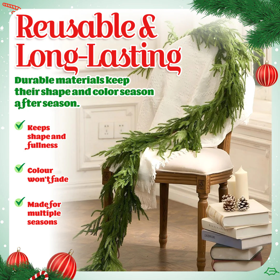 🎅🏻Christmas Sale 50% OFF🔥Real Touch Deluxe Norfolk Pine Garland🌿