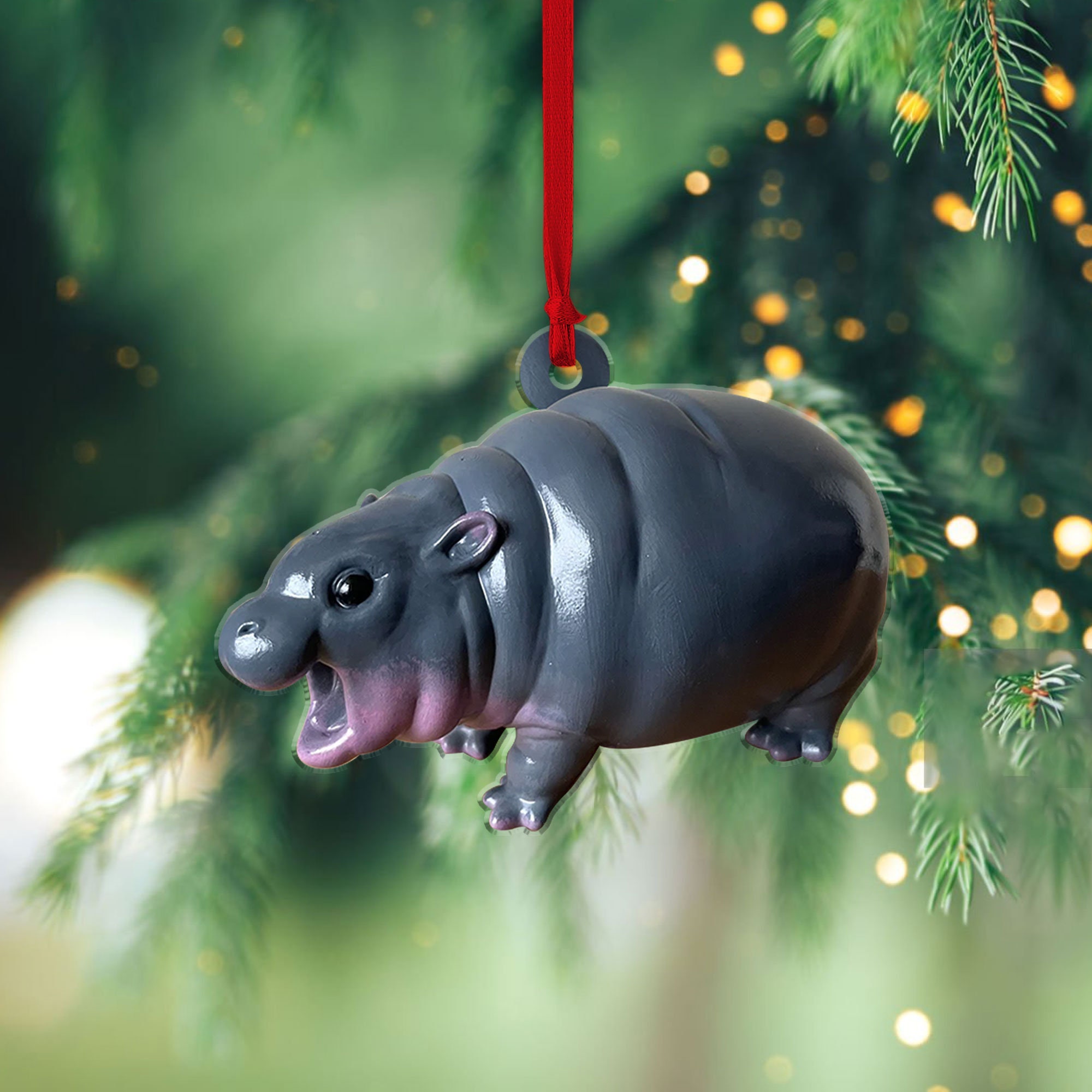 Cute Baby Hippo Moo Deng Ornament