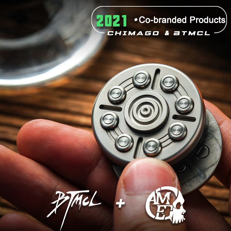 MUYI Titanium Zirconium Alloy Haptic Coin Push Button EDC Fingertip Gyro Decompression Toy-metalfidget