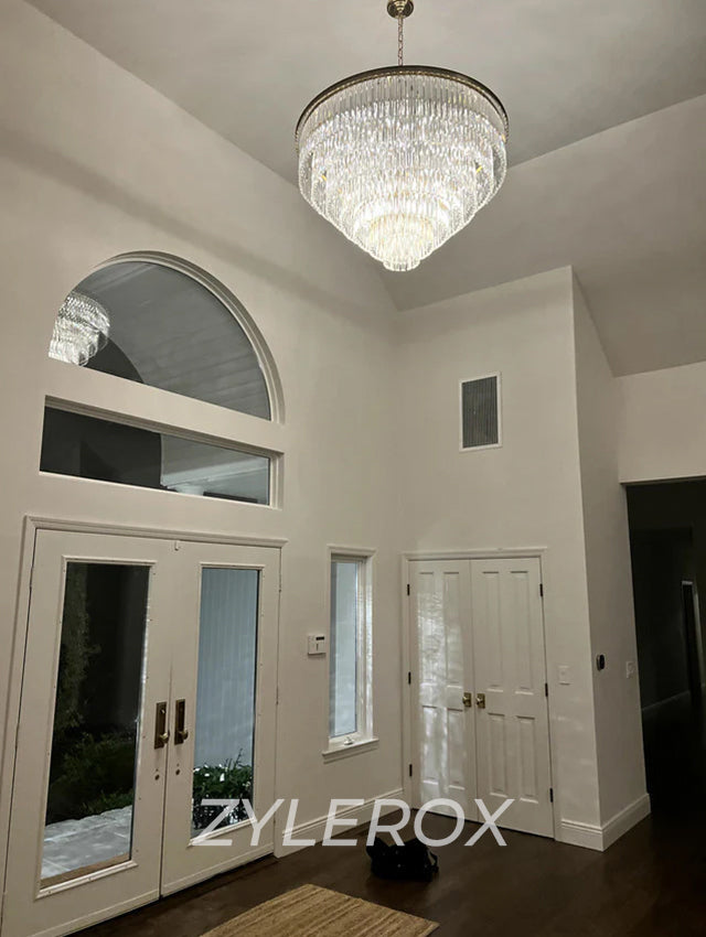 1920s Odeon Round Chandelier 44 Inch For Foyer