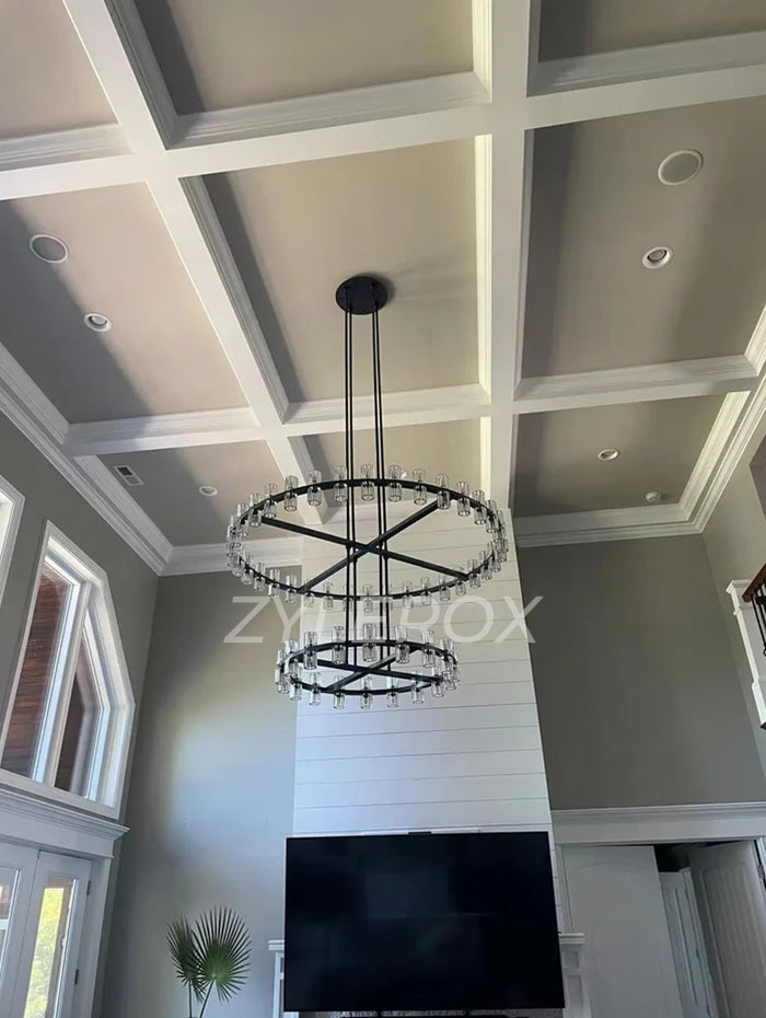 Arcachon 2-Tier 60-Inch Modern Industrial Chandelier for Living Room with High Ceilings