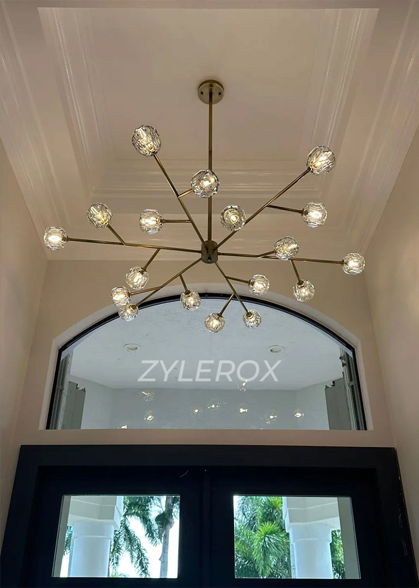Boule De Cristal Clear Glass Round Chandelier 60 Inch for Foyer
