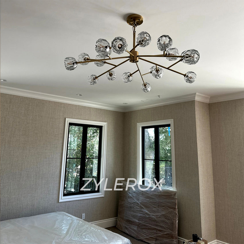 Boule De Cristal Clear Glass Round Chandelier 48 Inch for Bedroom