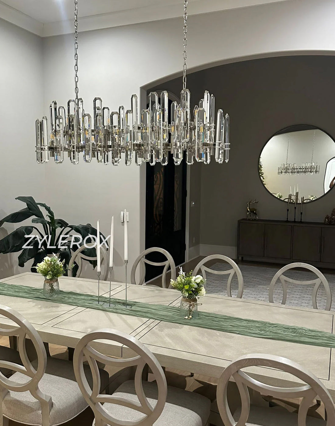 Bonnington Linear Mid Century Chandelier 54 Inch for Dining Room