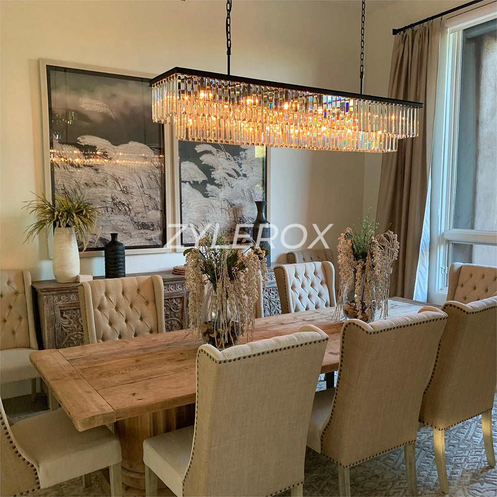 1920s Odeon Rectangular Chandelier 49 Inch for Dining Room