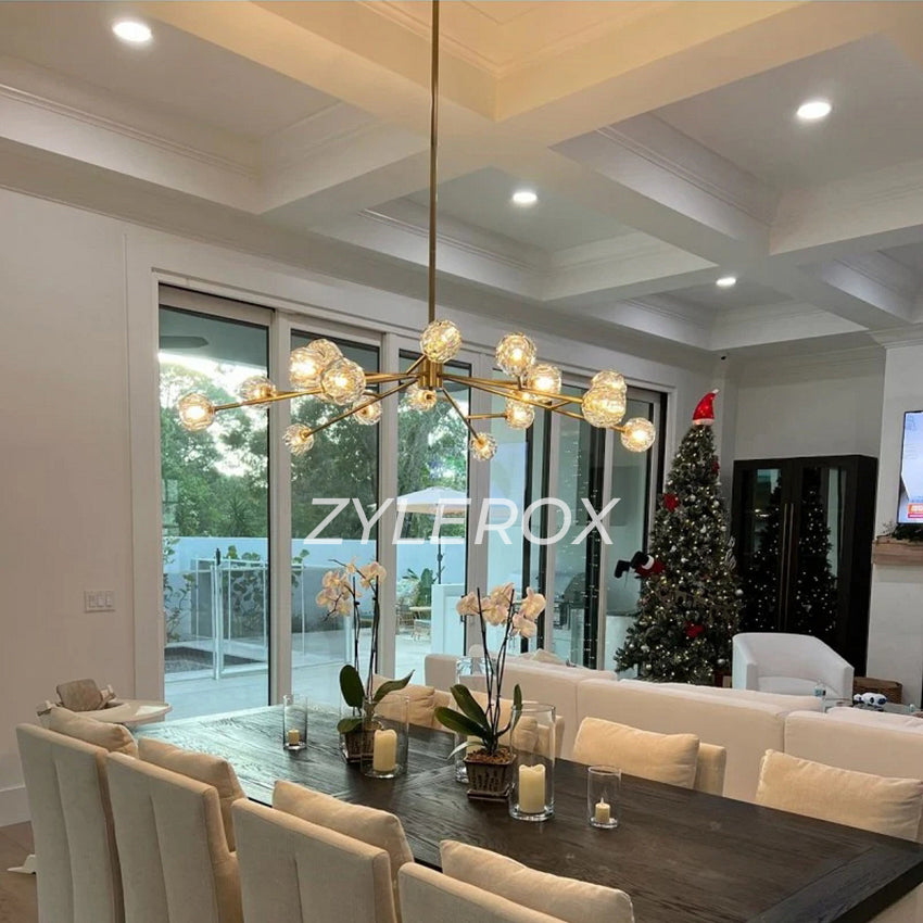 Boule De Cristal Clear Glass Round Chandelier 60 Inch for Dining Room