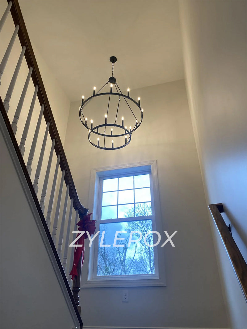 Camino Vintage Candelabra 2 Tier Chandelier for staircase