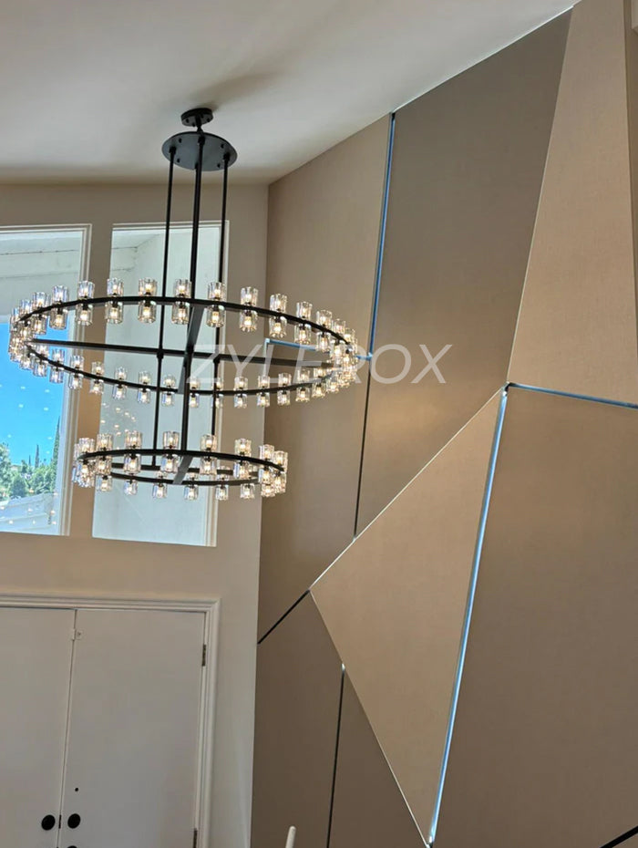 Arcachon 2-Tier Industrial Modern Chandelier for Foyer with Sloped Ceiling