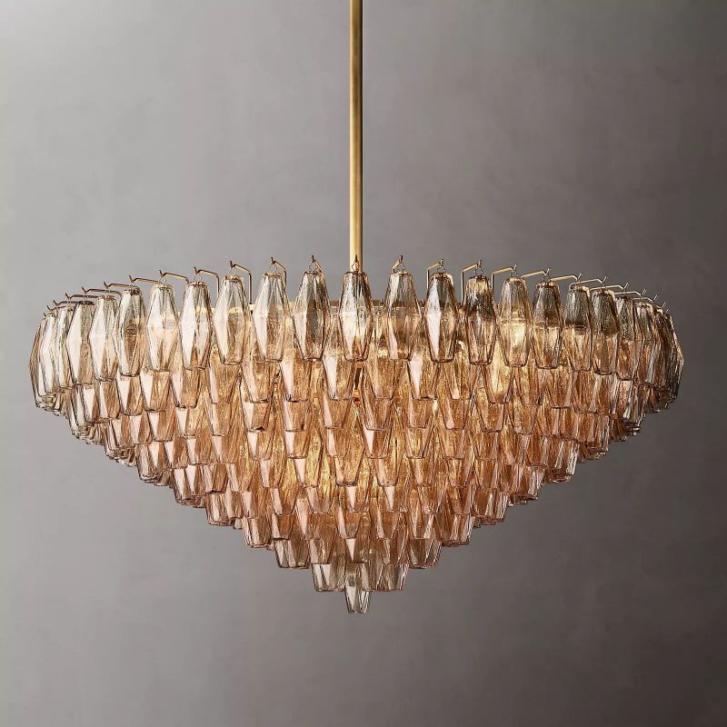Chara Smoke Glass Tiered Round Chandelier 47"-HiLamps
