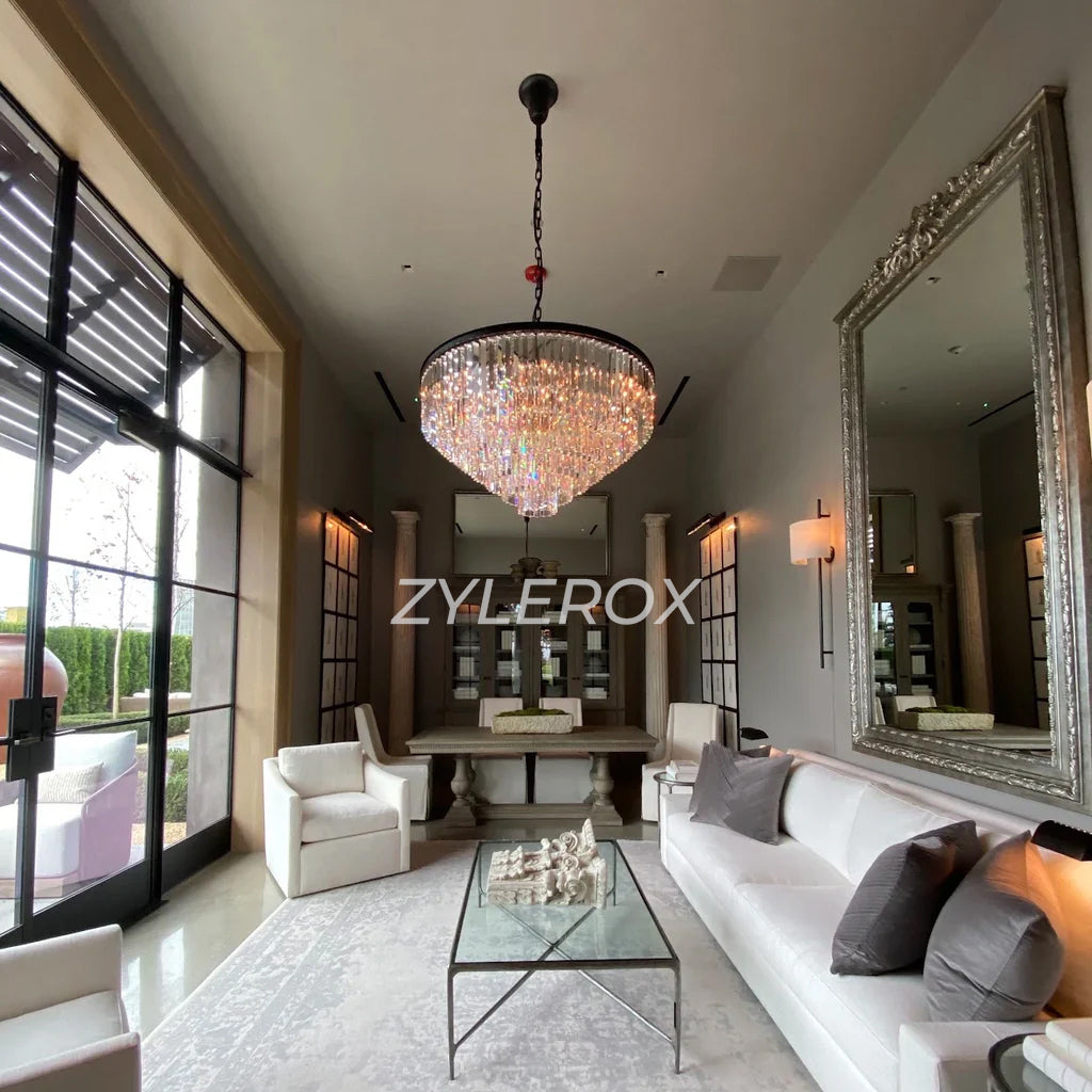 1920s Odeon Round Chandelier 44 Inch for Living Room