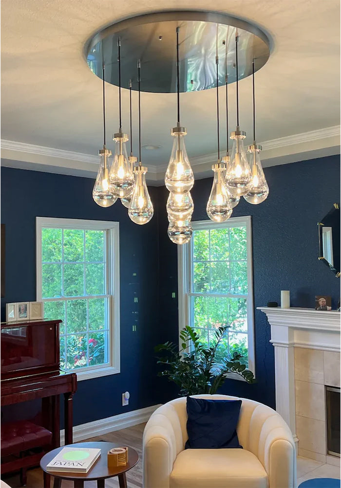 Rain Crystal Round Chandelier 36 inch for living room