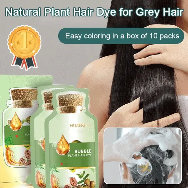 Tinte para el cabello vegetal natural, tinte para el cabello en espuma suave y agradable para la piel que cubre las canas