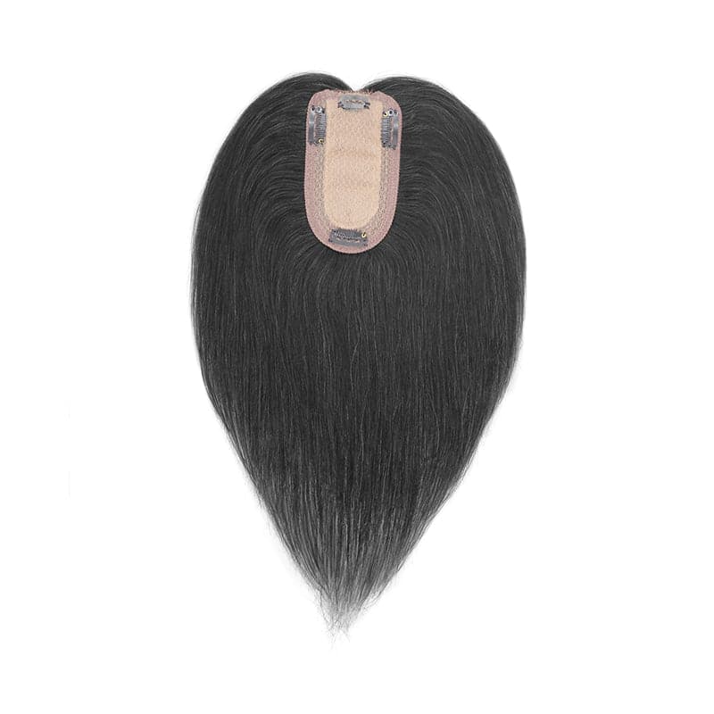 Jet Black Human Hair Topper For Women Thinning Crown 7*13cm Base
