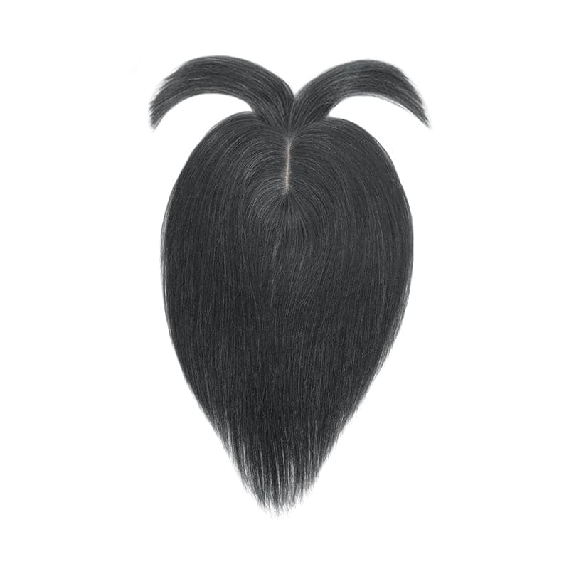 Jet Black Human Hair Topper With Bangs For Women Thinning Crown 7*13cm Base
