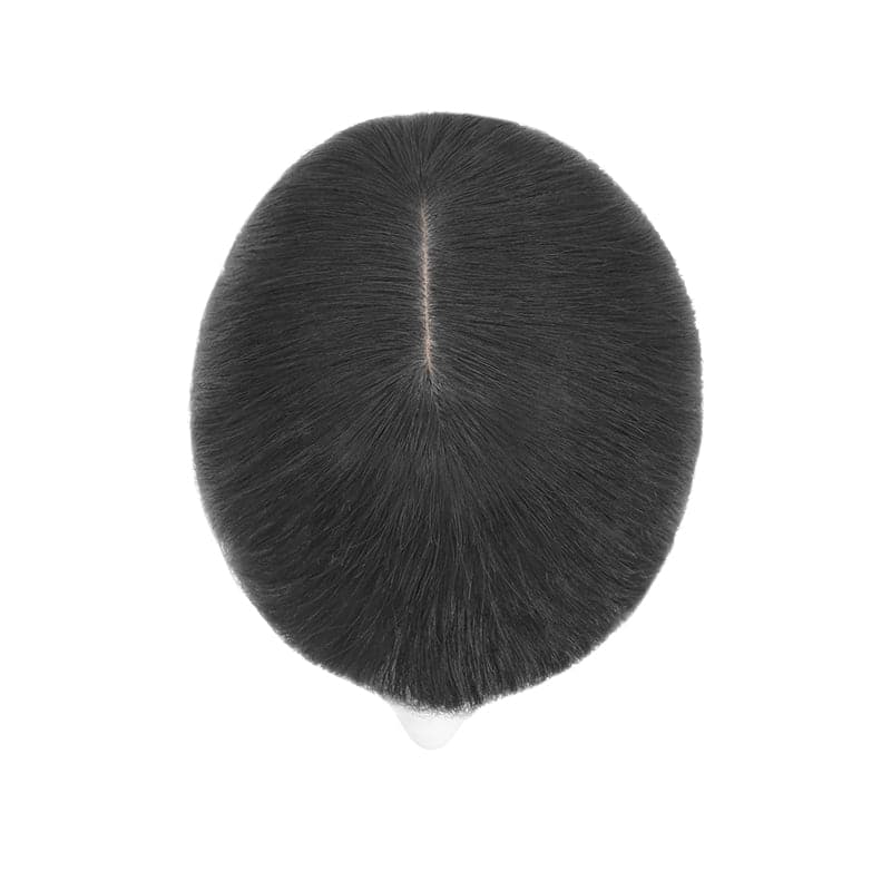 Jet Black Human Hair Topper With Bangs For Women Thinning Crown 7*13cm Base