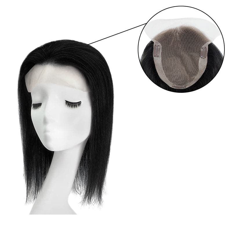 Dahlia  Jet Black Toppers For Hair Loss 6x8" Full Lace Base