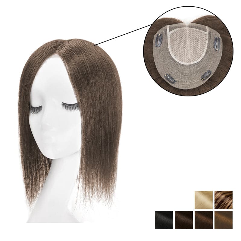 Lace Human Hair Topper 19*19cm Base For Hair Loss Black Brown Blonde All Shades