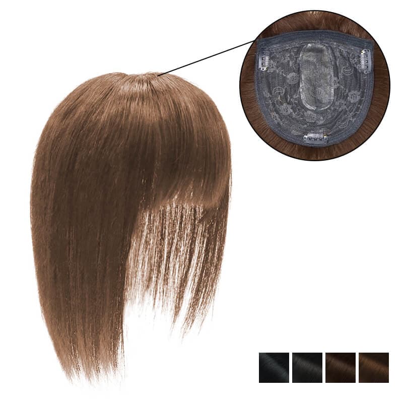 Human Hair Topper With Bangs For Thinning Hair 15*15cm Base All Shades