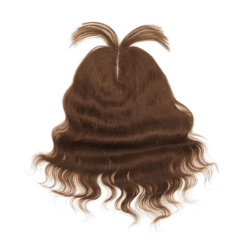 Wavy Human Hair Topper With Bangs For Thinning Hair 13*15cm Silk Base All Shades