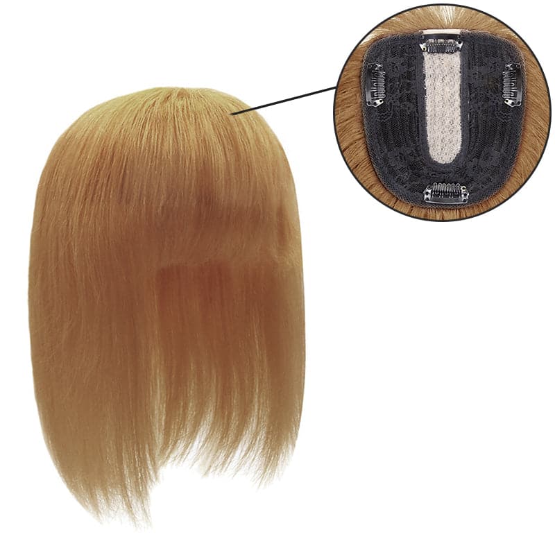 Susan  Light Auburn Human Hair Topper With Bang For Women Thinning Crown 10*12cm Base