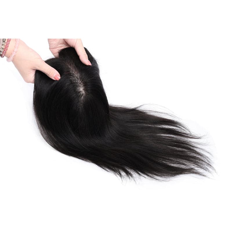 Black Human Hair Topper 15*16 Silk Base For Women