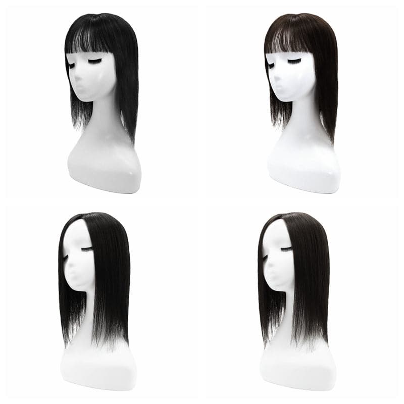 Black Human Hair Topper Silk Base 15*16cm 65g