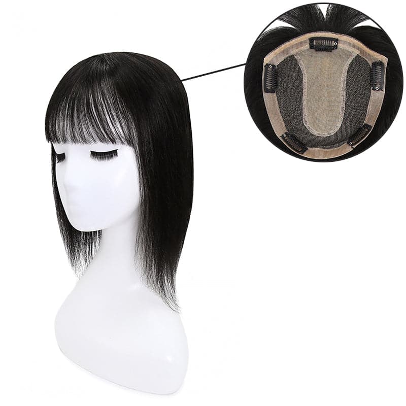 Black Human Hair Topper 15*16 Silk Base For Women