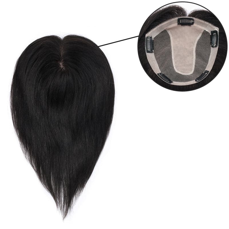 Black Human Hair Topper 15*16 Silk Base For Women