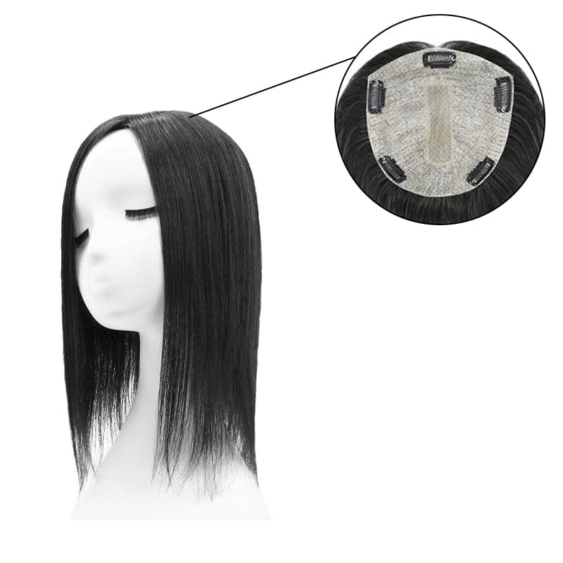 Human Hair Topper For Thinning Hair Natural Black 15*16cm Base