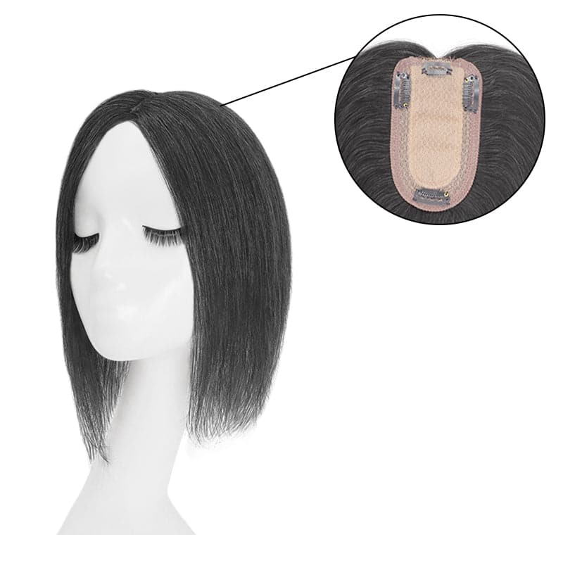 Natural Black Human Hair Topper For Women Thinning Crown 7*13cm Base