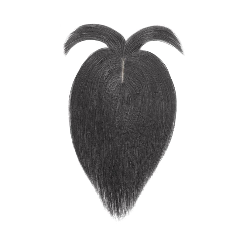 Natural Black Human Hair Topper With Bangs For Women Thinning Crown 7*13cm Base