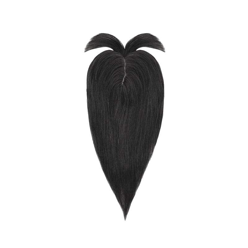 Human Hair Topper With Bangs Natural Black 15*16cm Base