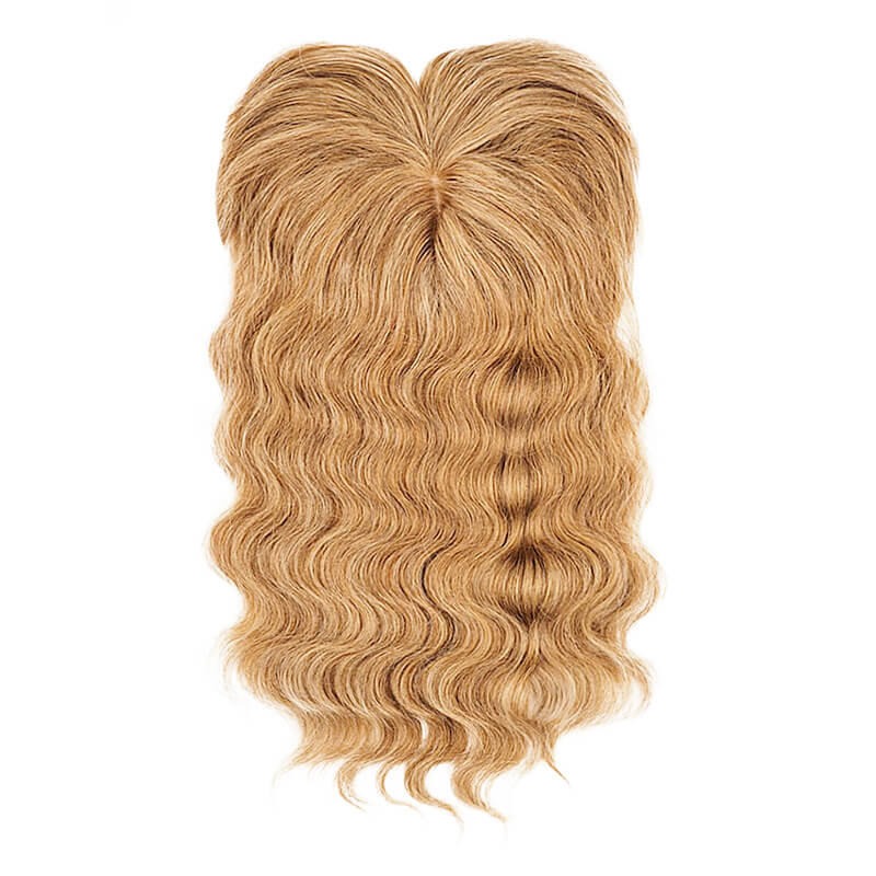Dark Blonde Human Hair Topper With Bang For Women Hair Loss 13*13cm Silk Base
