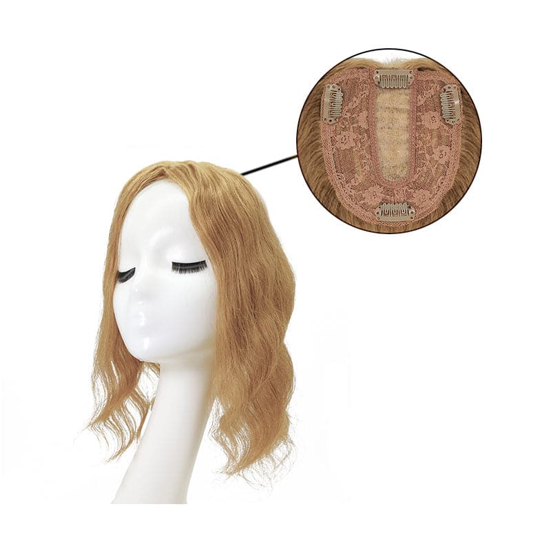 Susan  Wavy Human Hair Topper For Thinning Crown 10*12cm Silk Base Light Auburn