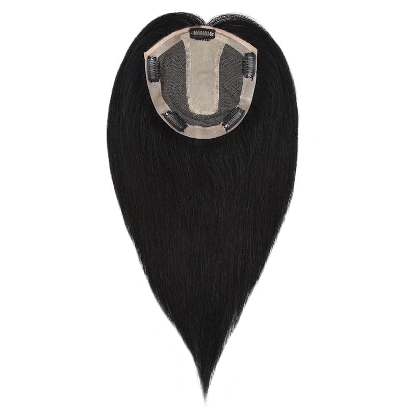 Black Human Hair Topper 15*16 Silk Base For Women