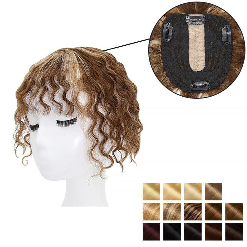 Susan Curly Human Hair Topper With Bang For Thinning Crown 10*12cm All Shades